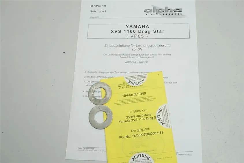 YAMAHA XVS 1100 VP05 CLASSIC DRAG STA DROSSELSATZ 25 KW 34 PS ALPHA TECHNIK DROSSEL